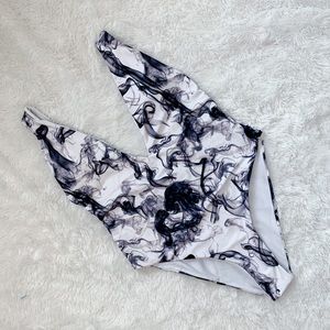 Marble smoke one piece bathing suit